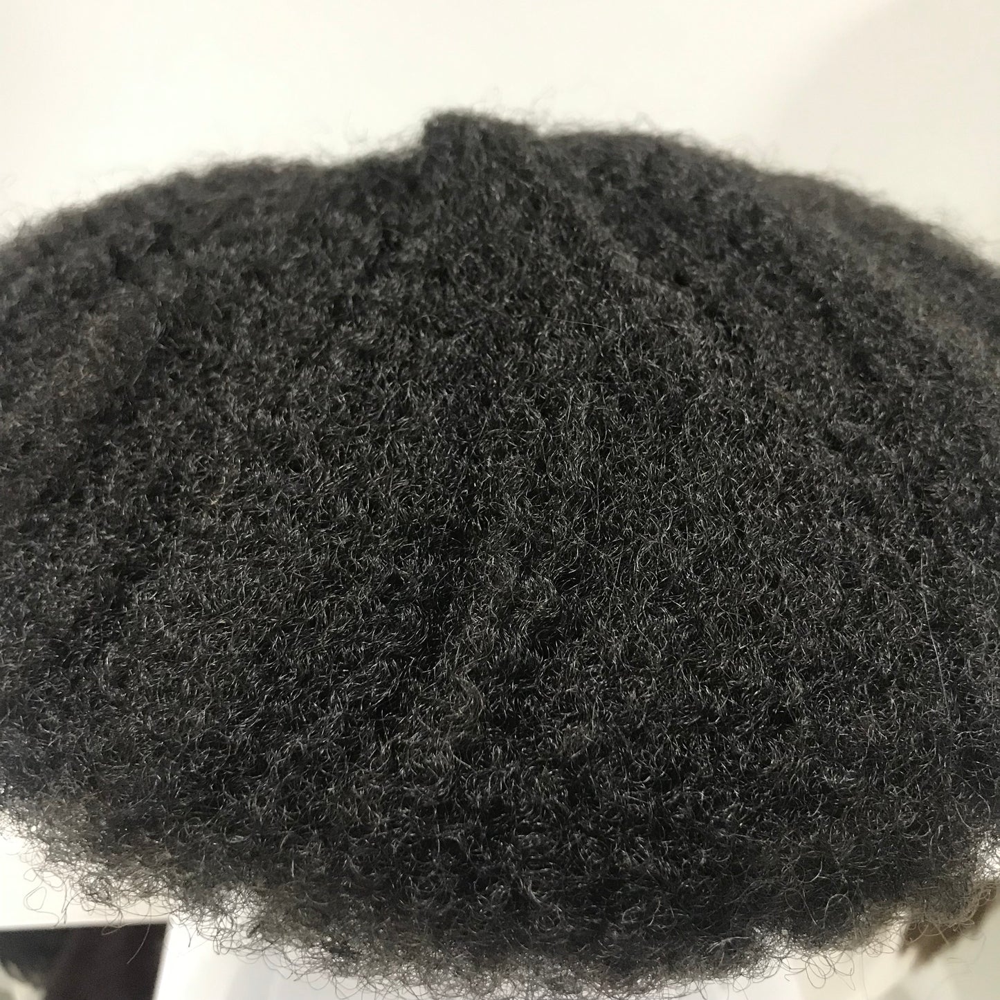 Afro French Lace Toupee 8x10, #1B Black Curly Human Hair, Durable French Lace Men Hair System