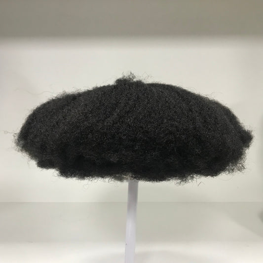 Afro French Lace Toupee 8x10, #1B Black Curly Human Hair, Durable French Lace Men Hair System