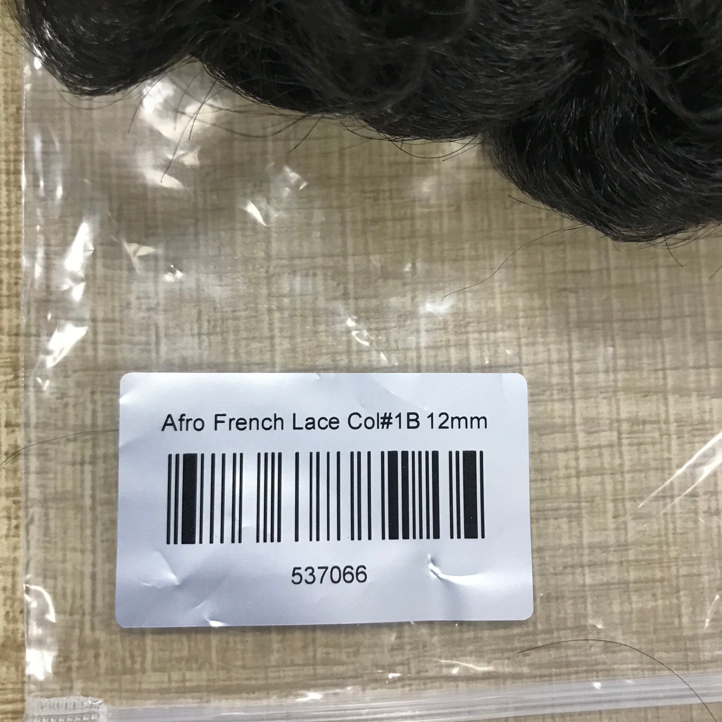 Afro French Lace Toupee 8x10, #1B Black 12mm Afro Curly Human Hair, Durable French Lace Men Hair System