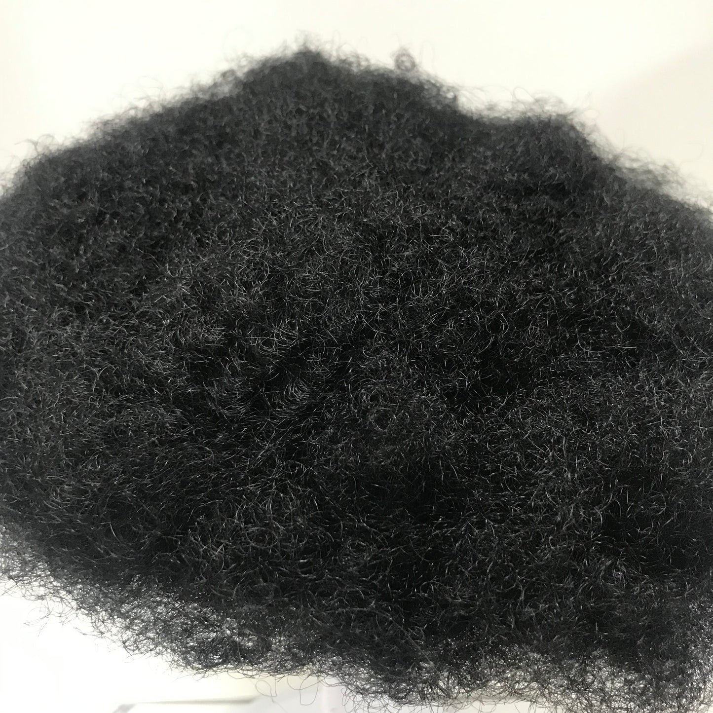 Afro Skin Toupee 8x10, #1 Black 6mm Afro Curly Human Hair, Full PU Skin Men Hair System