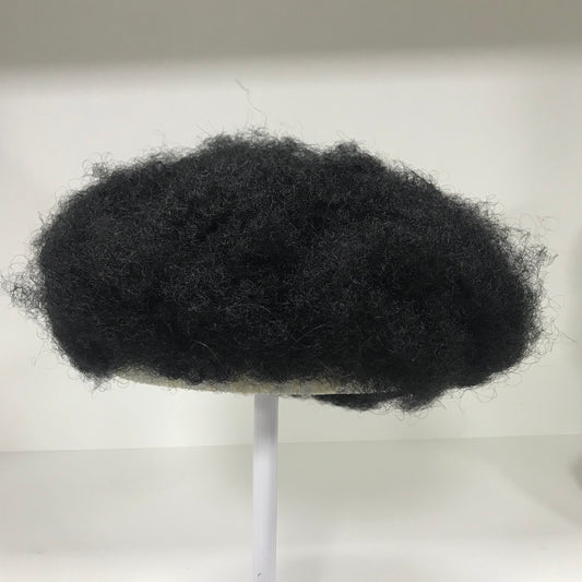 Afro Skin Toupee 8x10, #1 Black 6mm Afro Curly Human Hair, Full PU Skin Men Hair System