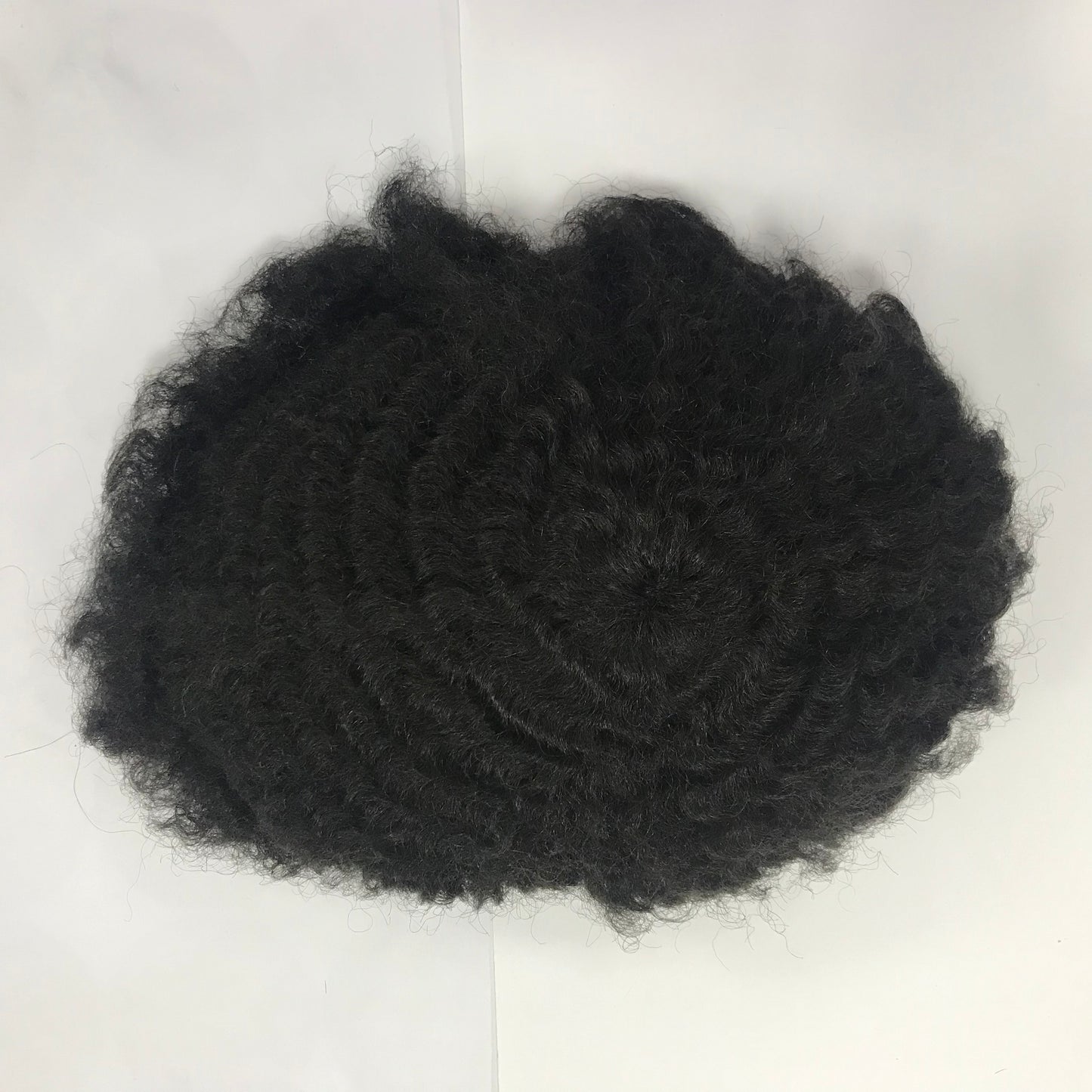 Afro Skin Toupee 8x10, #1B Black 10mm Afro Curly Human Hair, Full PU Skin Men Hair System