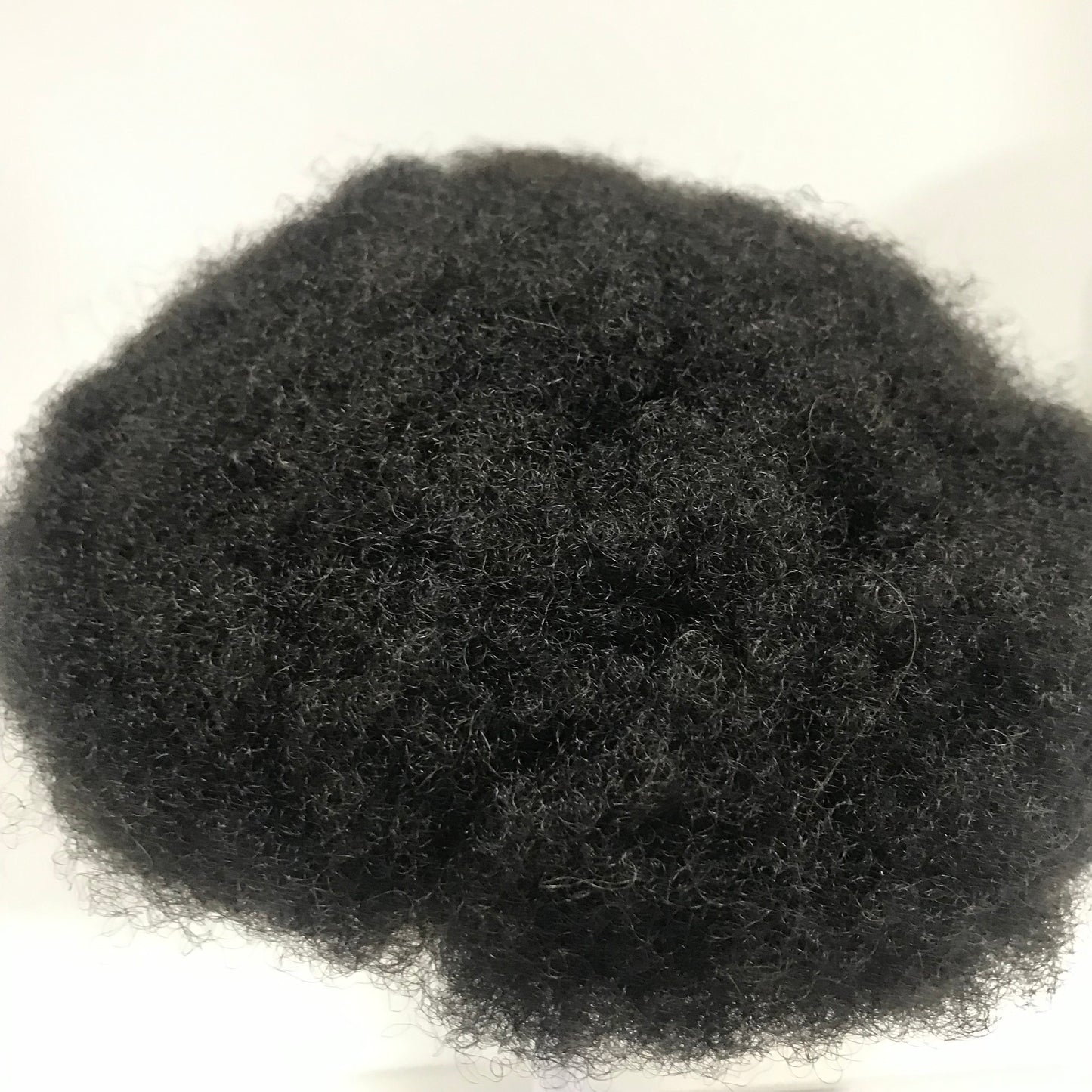 Afro Skin Toupee 8x10, #1B Black 4mm Afro Curly Human Hair, Full PU Skin Men Hair System