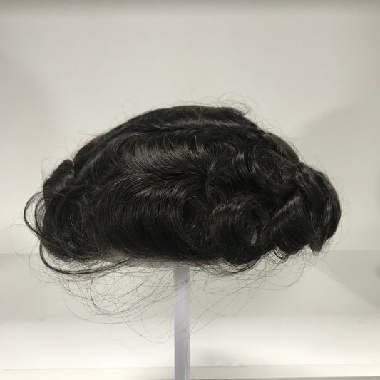 BH Lace Toupee 8x10, #1B Black Human Hair, Breathable Lace Base Men Hair System