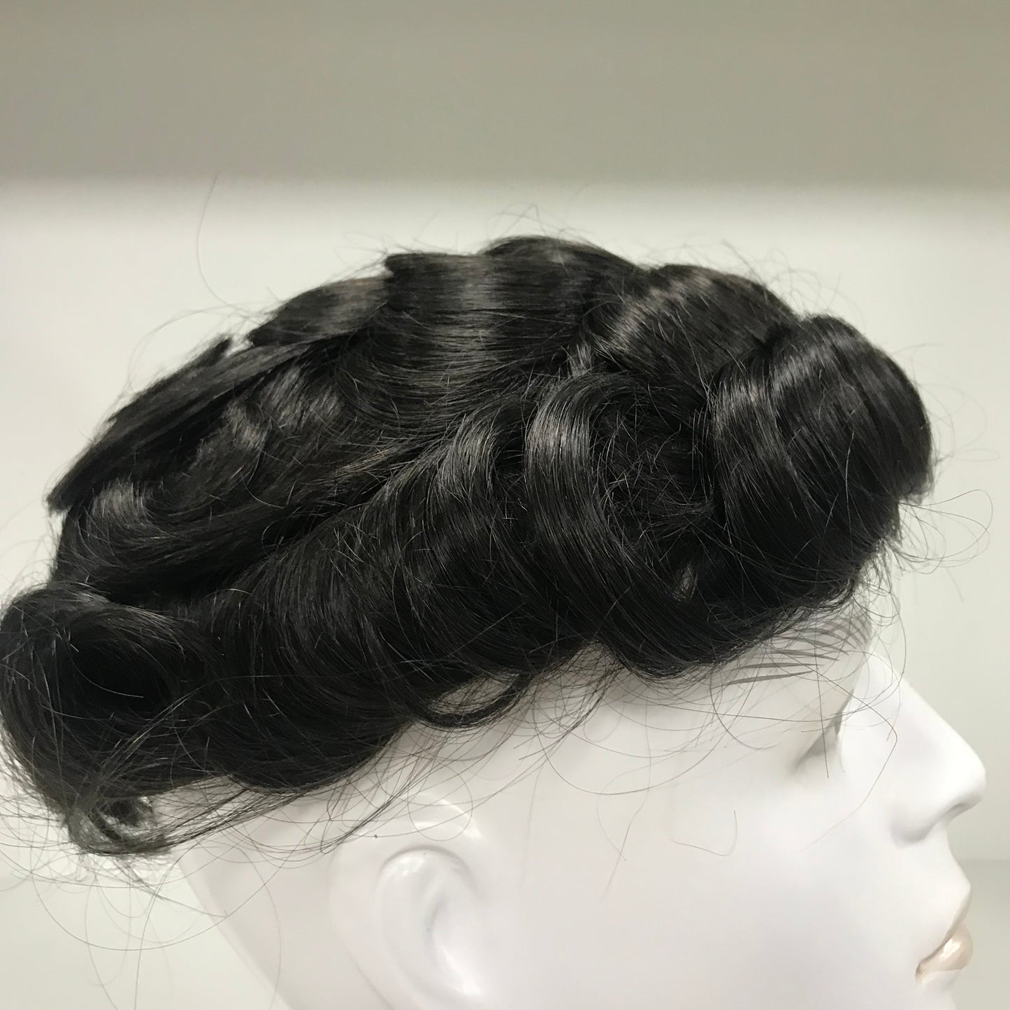 BH Q6 Toupee 8x10, #1B Black Human Hair, Durable Mixed Lace & PU Men Hair System