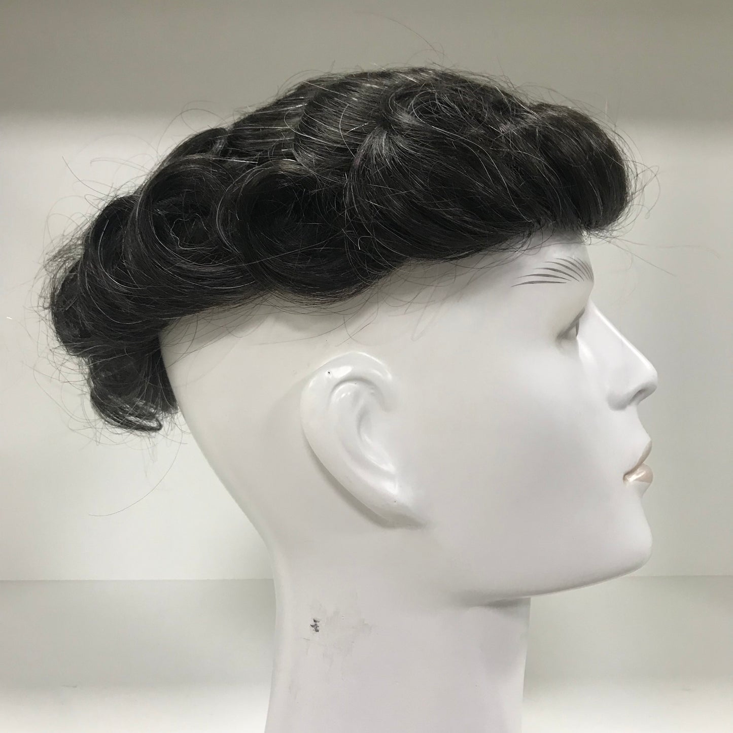 CMG-3 Toupee 8x10, #1B Black with 10% Gray Human Hair, PU Skin Men Hair System