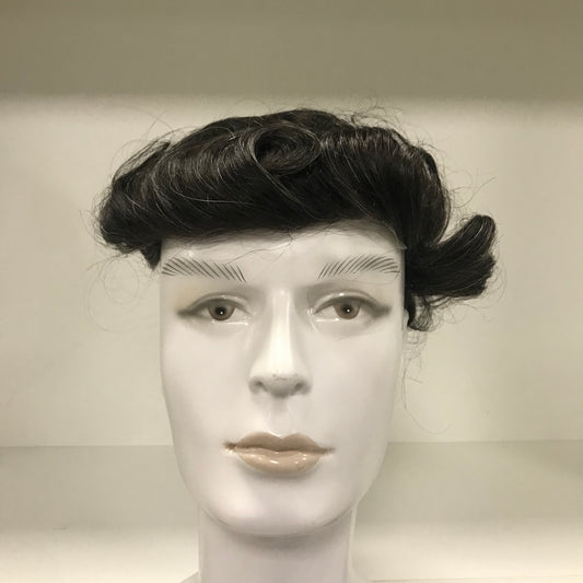 CMG-3 Toupee 8x10, #1B Black with 10% Gray Human Hair, PU Skin Men Hair System