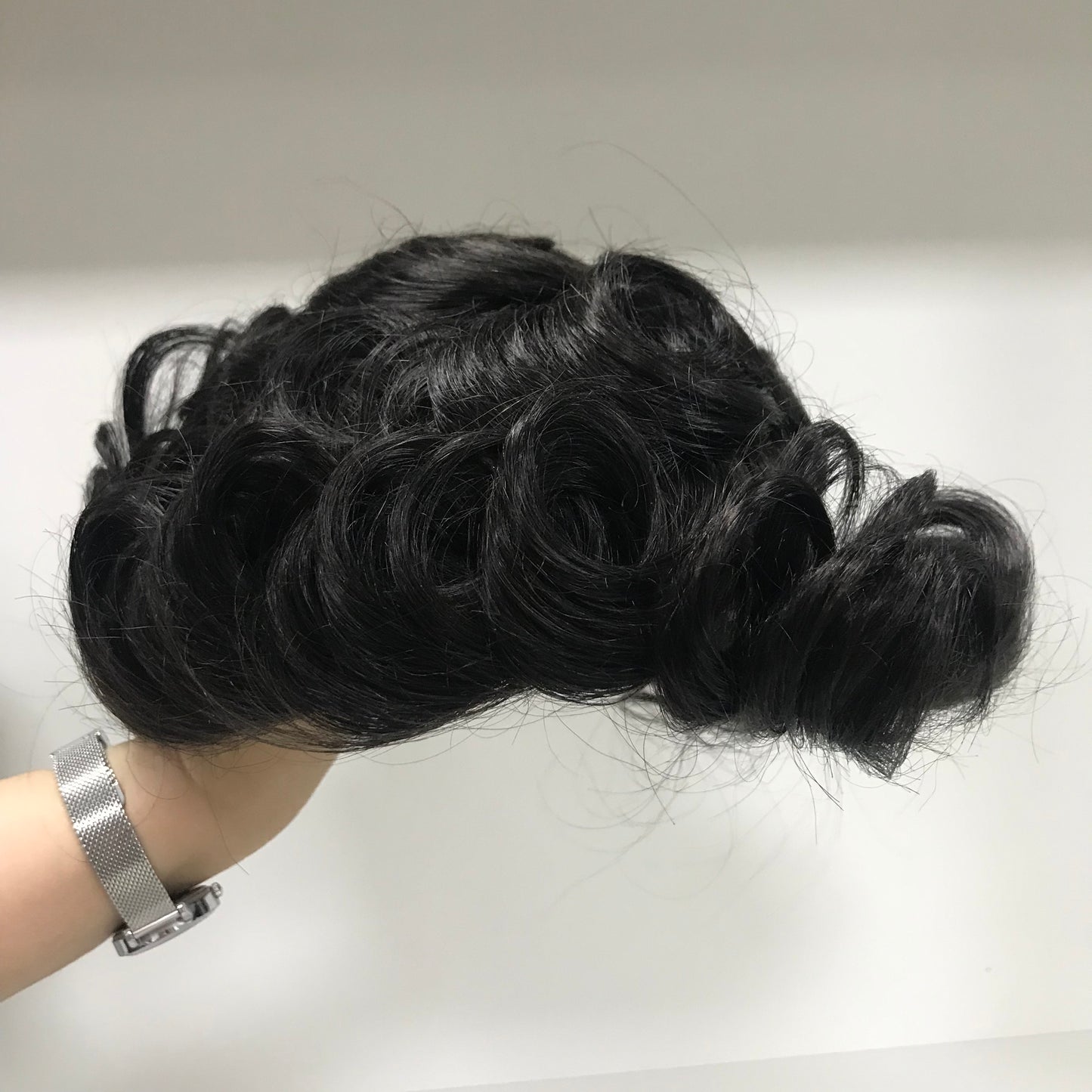 Dura Mono Toupee 8x10, #1B Black Human Hair, Durable Fine Mono Base Men Hair System