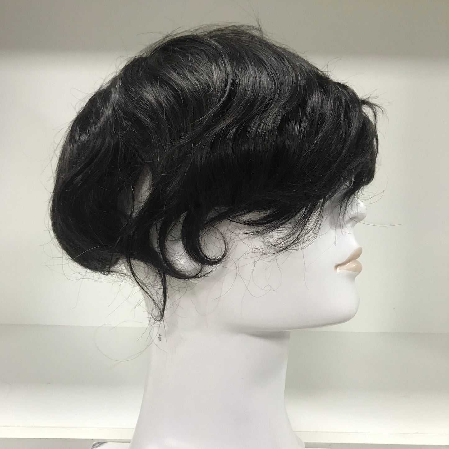 I-Lace Toupee 8x10, #1B Black Human Hair, I-Shape Lace Front Hairline Men Hair System