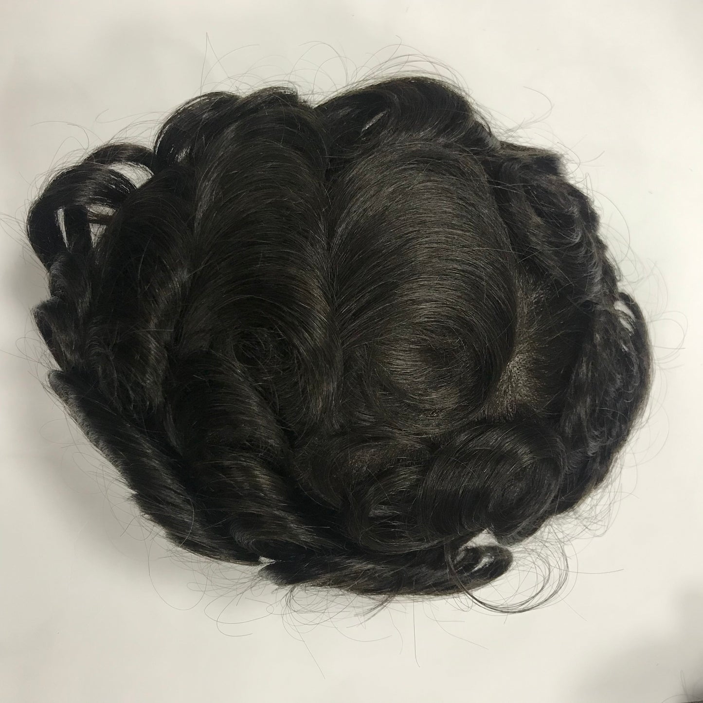Mono Lace Toupee 6x8, #1B Black Human Hair, Fine Mono Mesh Breathable Men Hair System