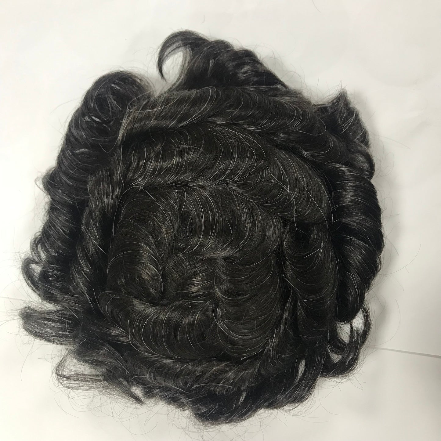 OminiLace Toupee 8x10, #1B Off-Black Human Hair, Full Lace Invisible Natural Hairline Men Hair System
