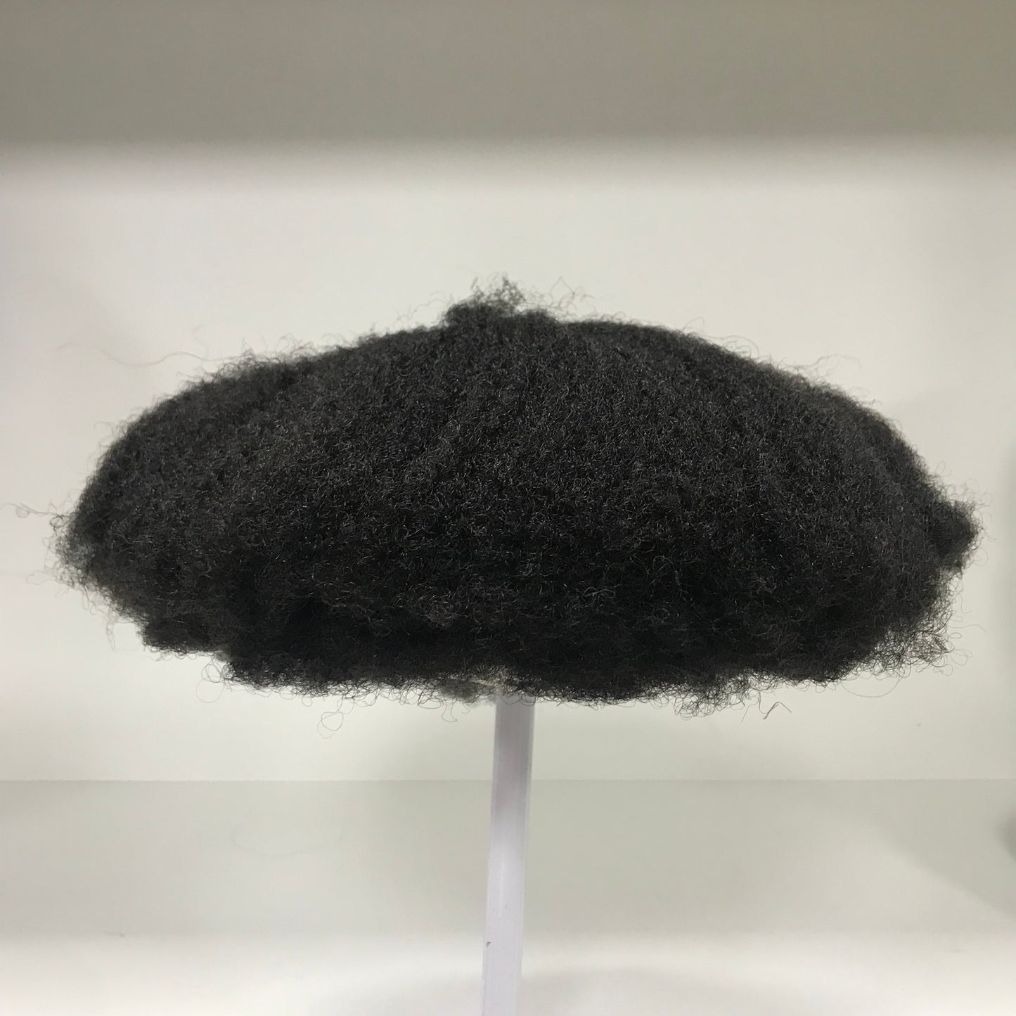 Afro French Lace Toupee 8x10, #1B Black Curly Human Hair, Durable French Lace Men Hair System