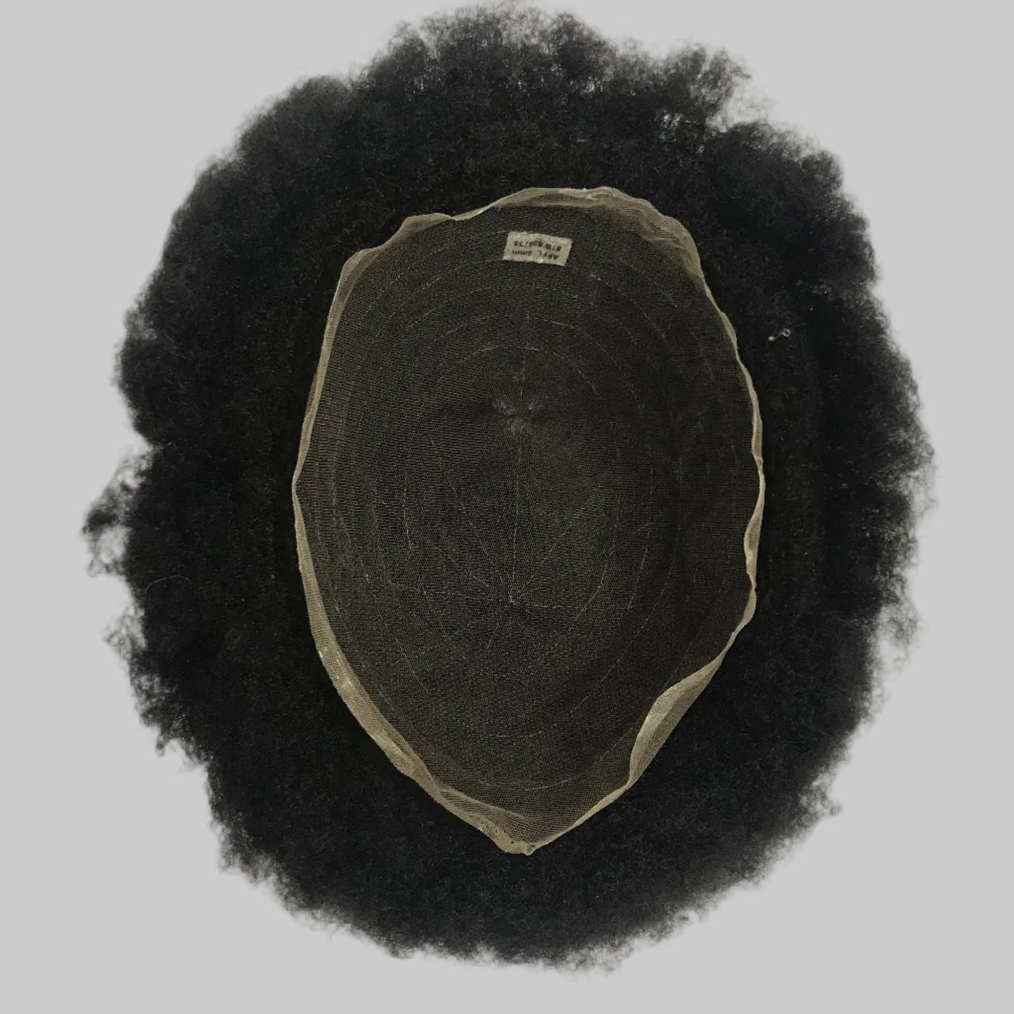 Afro French Lace Toupee 8x10, #1B Black Curly Human Hair, Durable French Lace Men Hair System