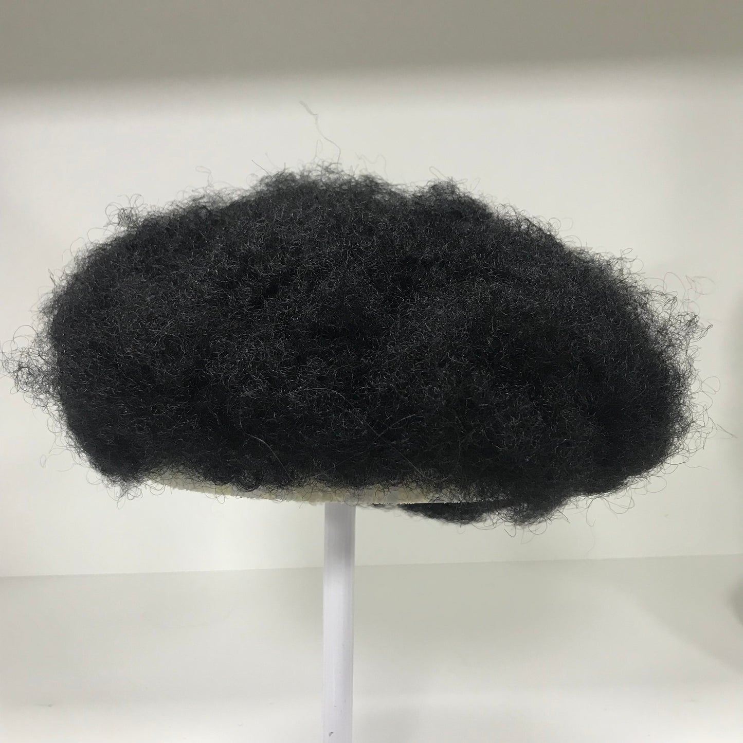 Afro Skin Toupee 8x10, #1 Black 6mm Afro Curly Human Hair, Full PU Skin Men Hair System