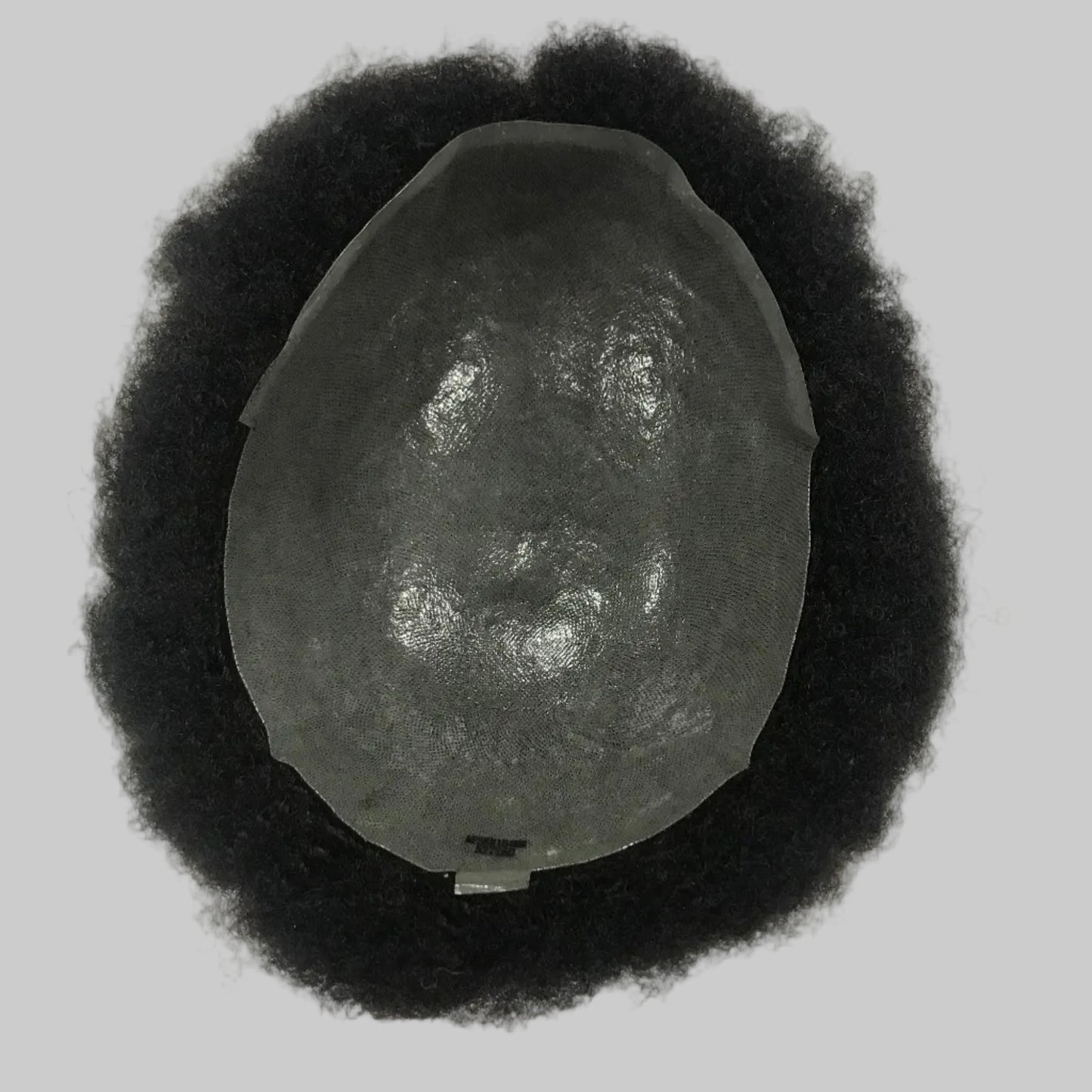 Afro Skin Toupee 8x10, #1B Black 4mm Afro Curly Human Hair, Full PU Skin Men Hair System