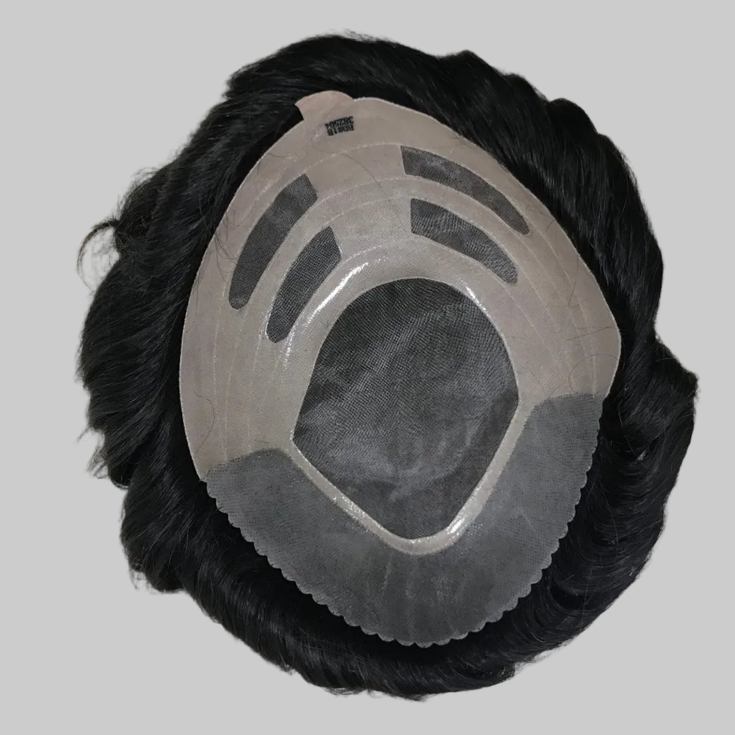 Bond Toupee 8x10, #1B Black Human Hair, Mono Center PU Coating Durable Men Hair System