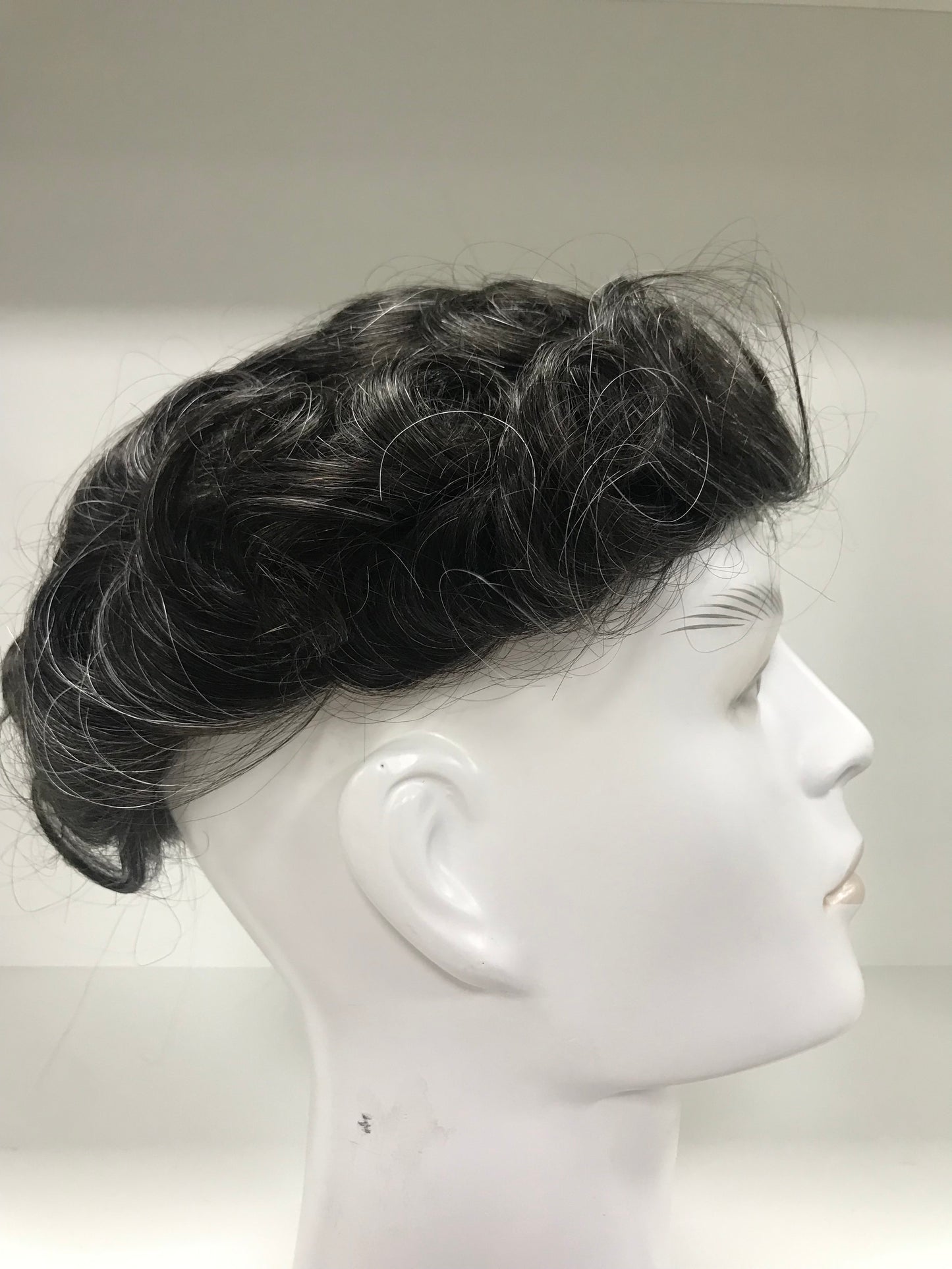 C-BIO-N Toupee 8x10, #1B with 20% Gray Human Hair, Bio Skin Base Natural Hairline Men Hair System