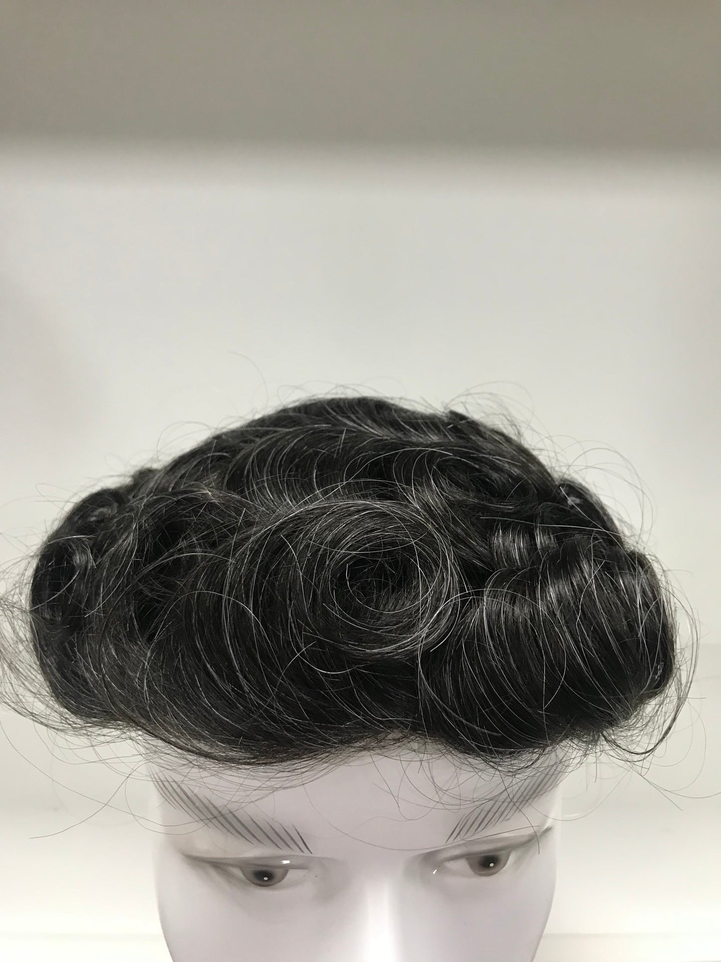 C-BIO-N Toupee 8x10, #1B with 20% Gray Human Hair, Bio Skin Base Natural Hairline Men Hair System