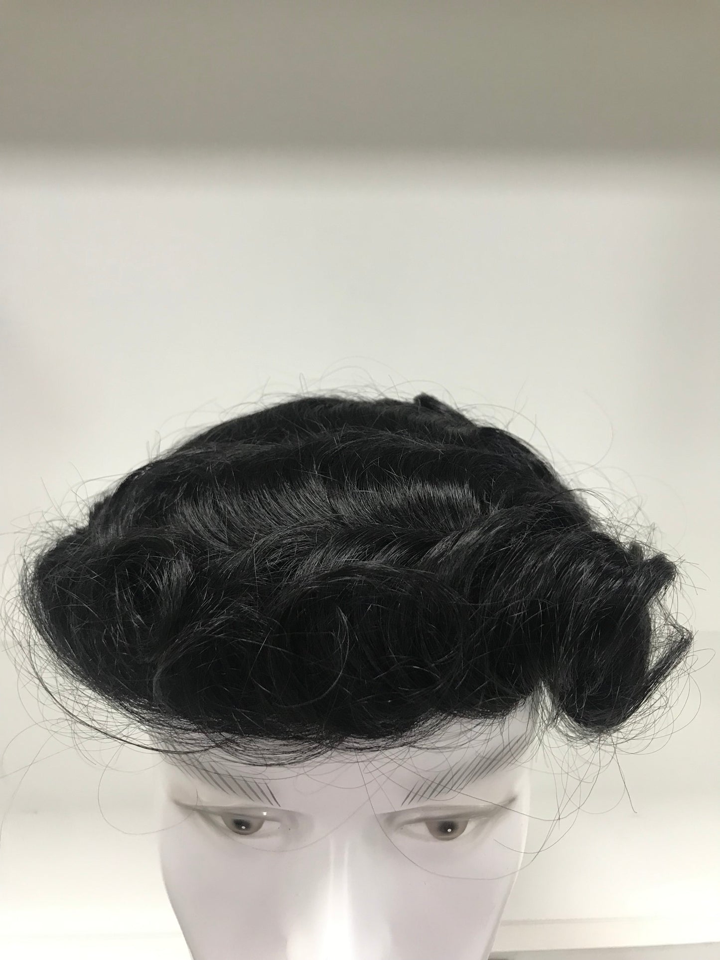 C-Thinskin-V-N Toupee 8x10, #1C Natural Black Human Hair, Ultra Thin Skin V-Shape Hairline Men Hair System