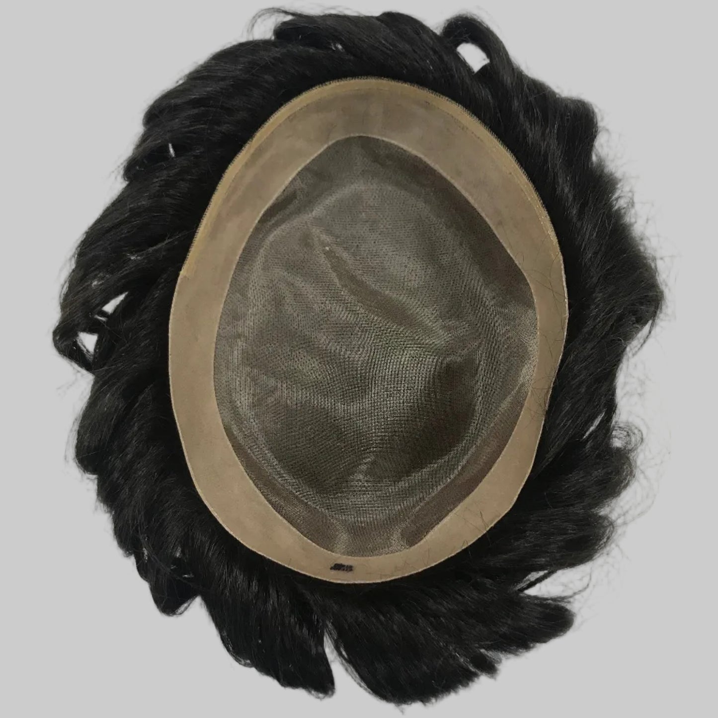 Dura Mono Toupee 8x10, #1B Black Human Hair, Durable Fine Mono Base Men Hair System