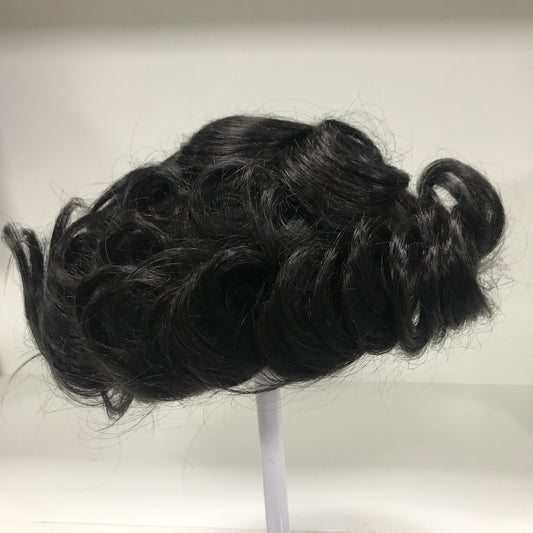 Dura Mono Toupee 8x10, #1B Black Human Hair, Durable Fine Mono Base Men Hair System