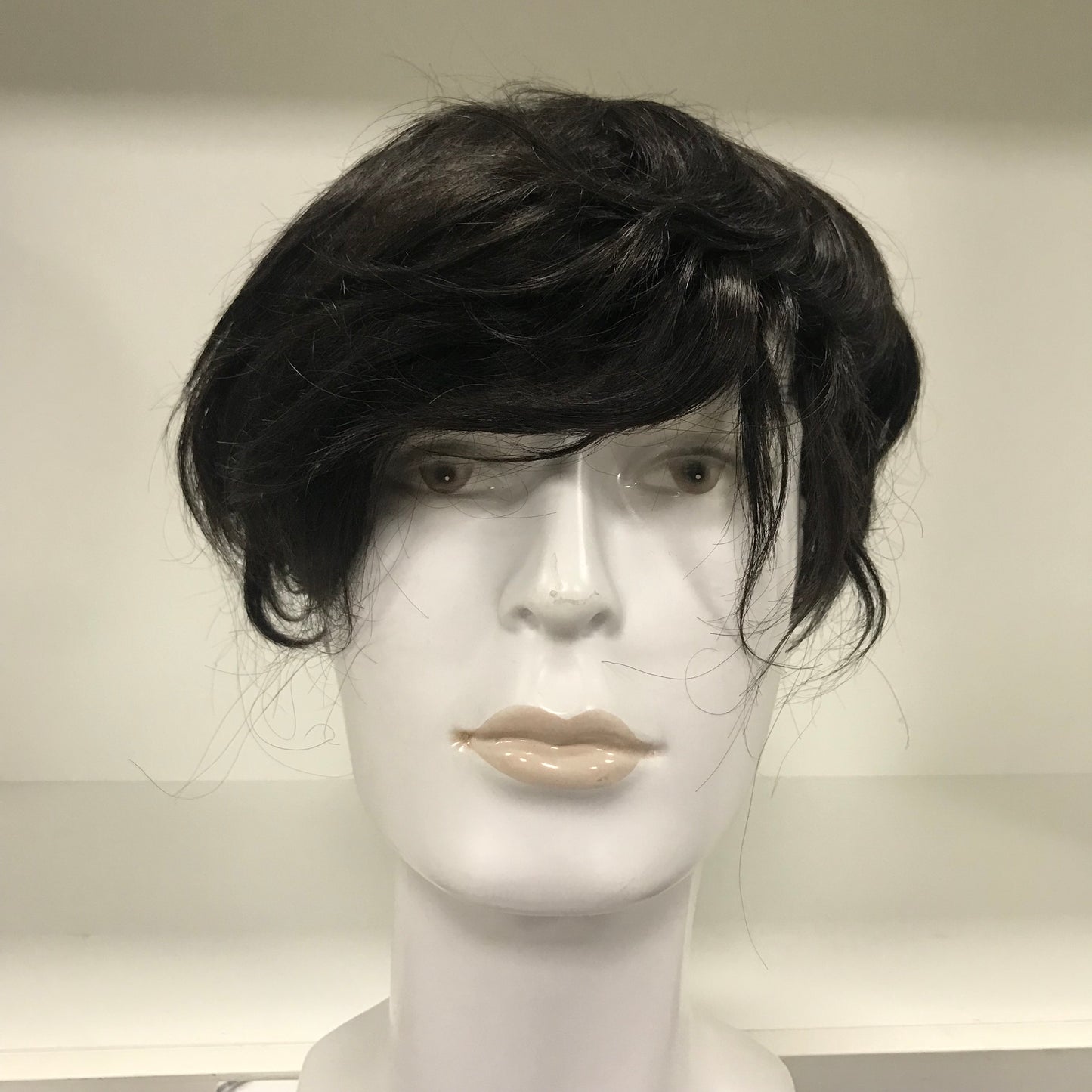 I-Lace Toupee 8x10, #1B Black Human Hair, I-Shape Lace Front Hairline Men Hair System