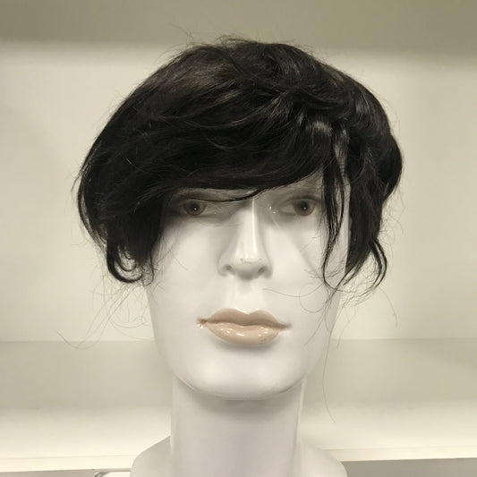 I-Lace Toupee 8x10, #1B Black Human Hair, I-Shape Lace Front Hairline Men Hair System