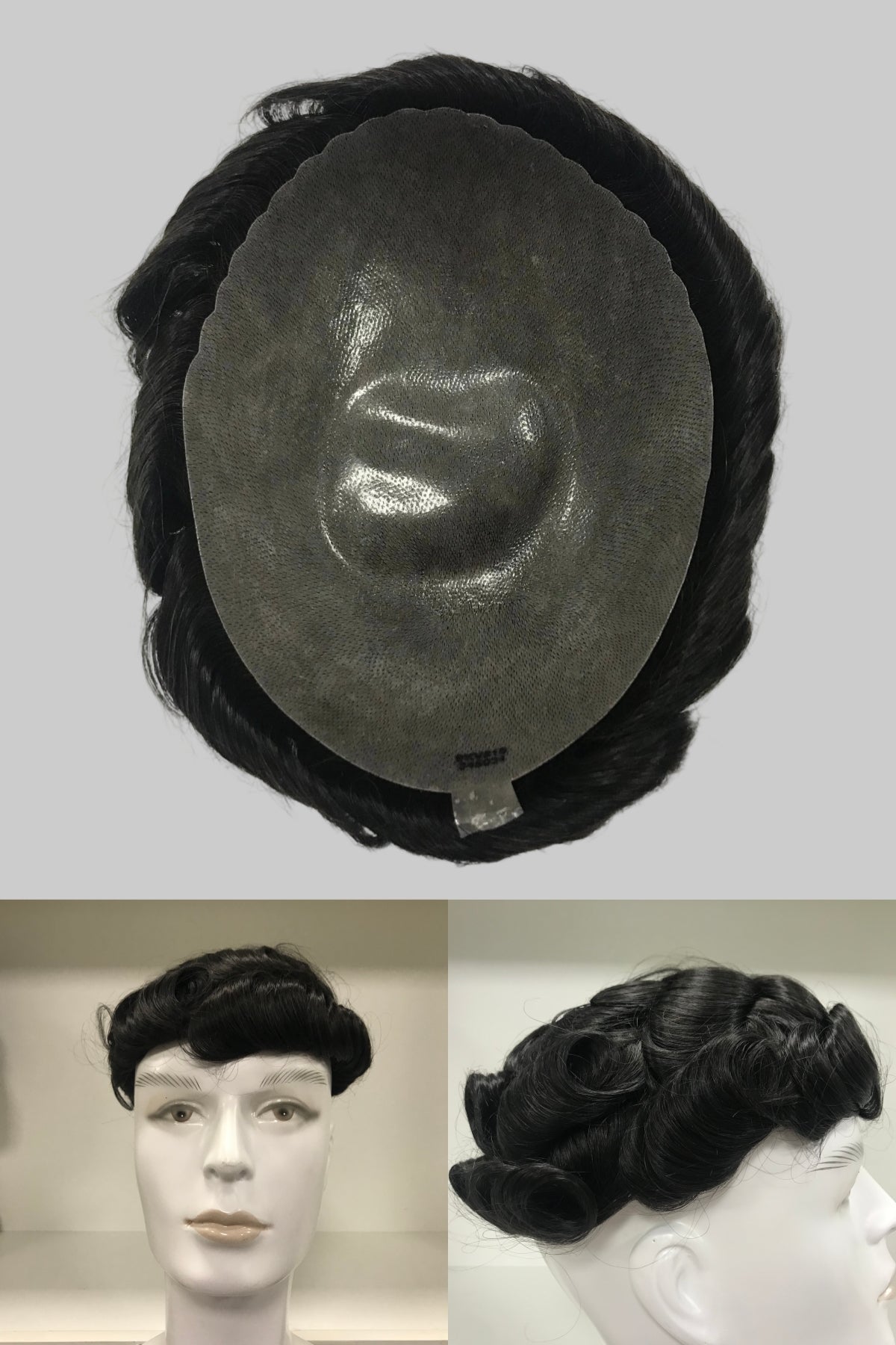 K-Skin V-N Toupee 8x10, #1B Black Human Hair, V-Shape Hairline PU Skin Men Hair System