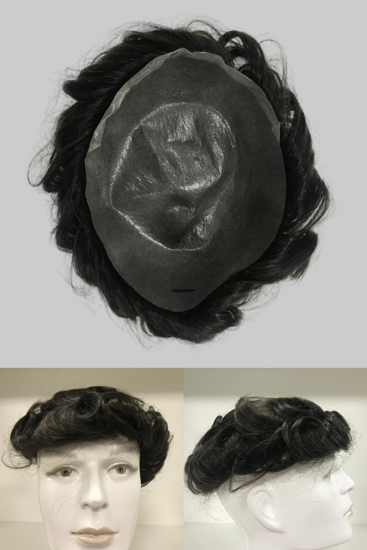 CMG-3 Toupee 8x10, #1B Black Human Hair, Durable PU Skin Men Hair System