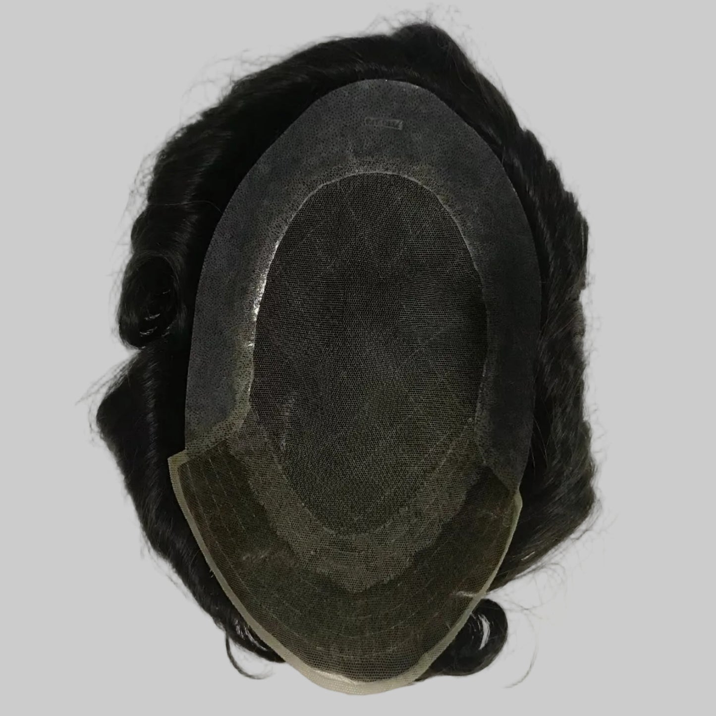 OCT Lace Toupee 7x10, #1B Black 6" Curly Human Hair, Ultra Breathable Large Hole Lace Men Hair System